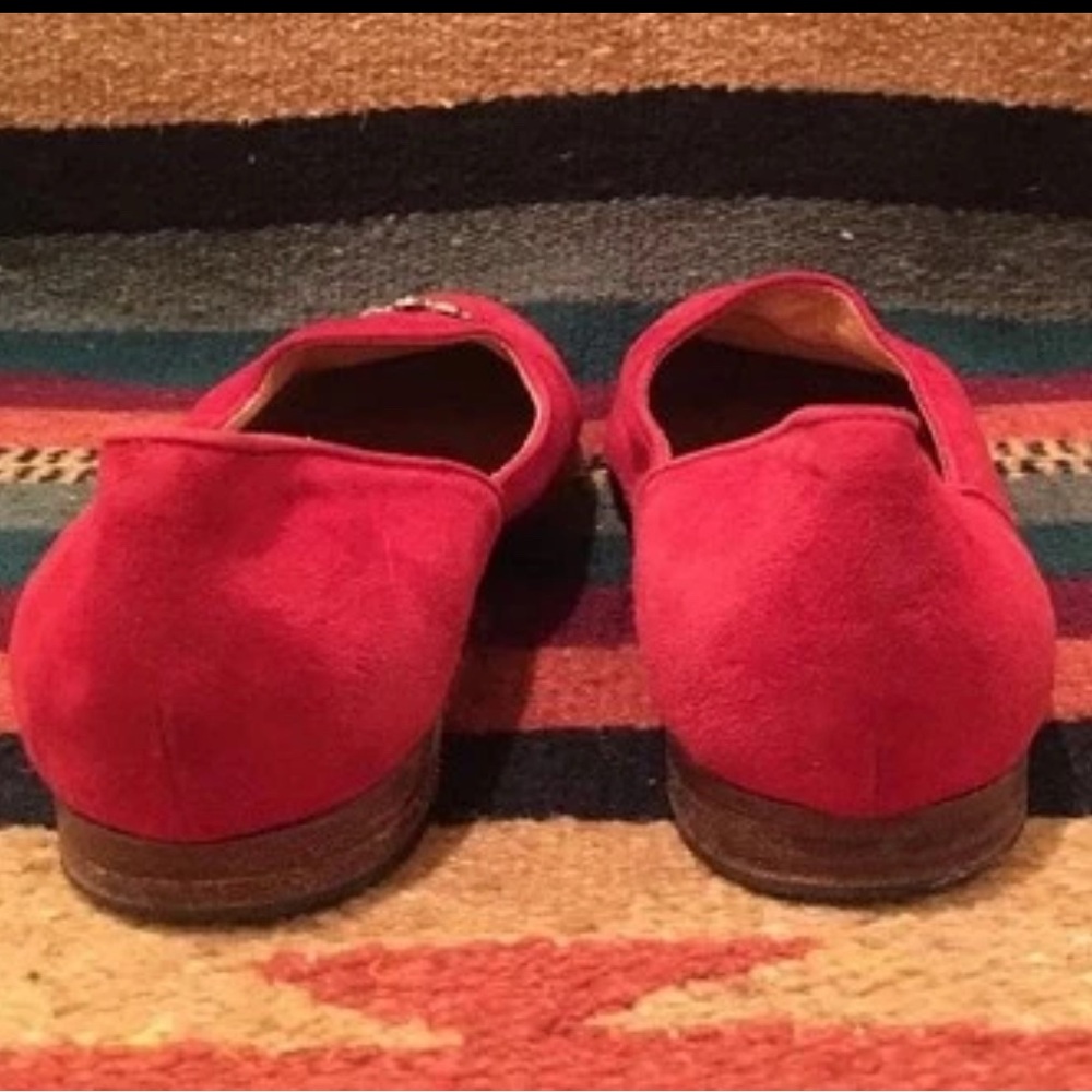 RALPH LAUREN Collection Red Suede Tuxedo Flat Classic Lion Crest 8.5M Italy Rare - Picture 8 of 11